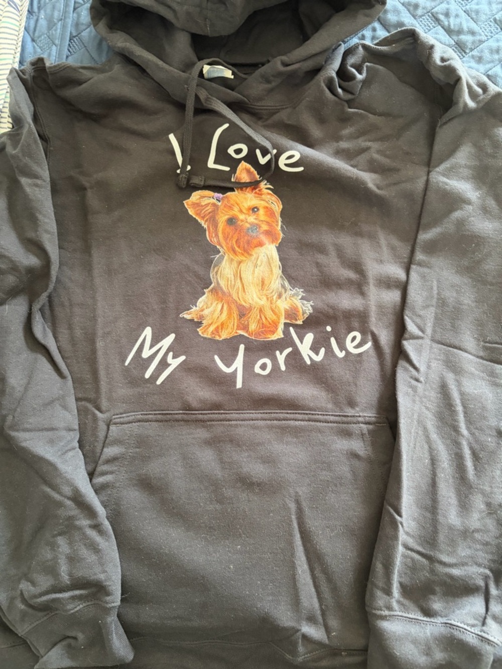 I Love My Yorkie Black Hoodie with Yorkie Graphic